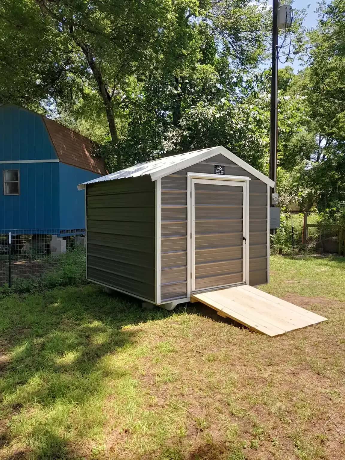 Custom shed on a Texas backyard