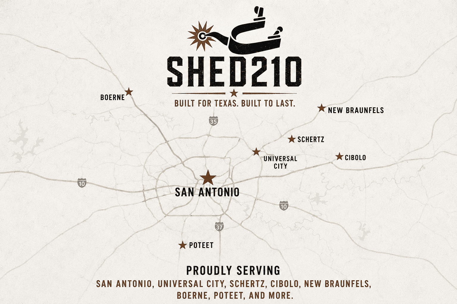Shed210 service area map covering San Antonio and nearby communities.